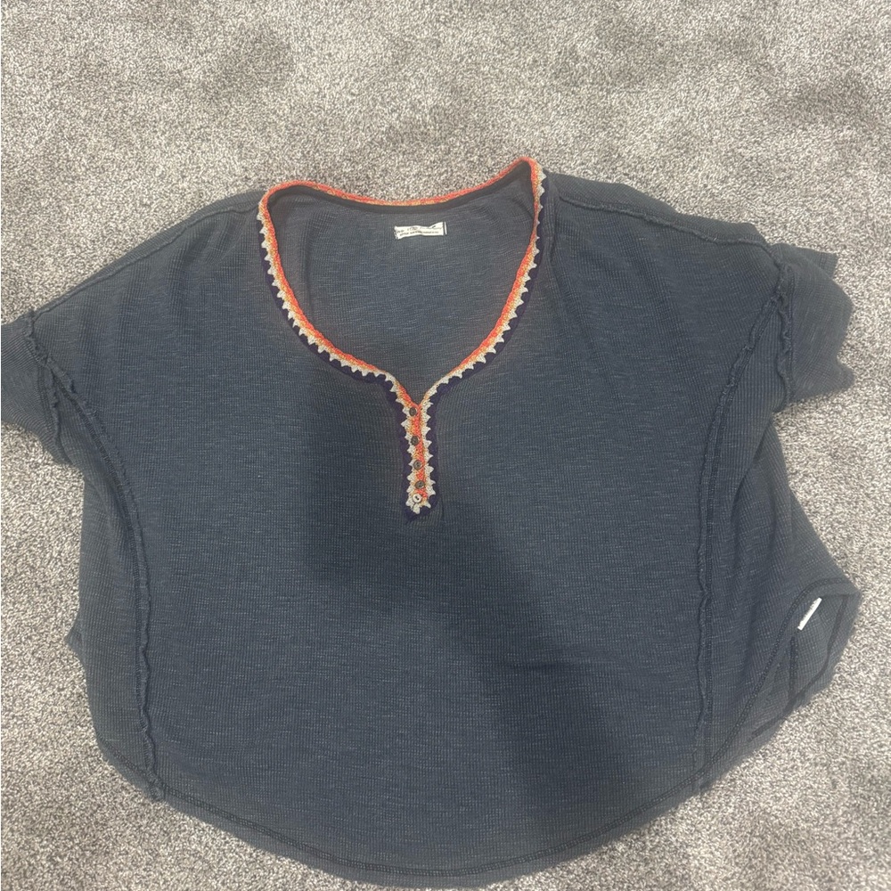 We The Free Charcoal Top with Orange and Yellow Trim